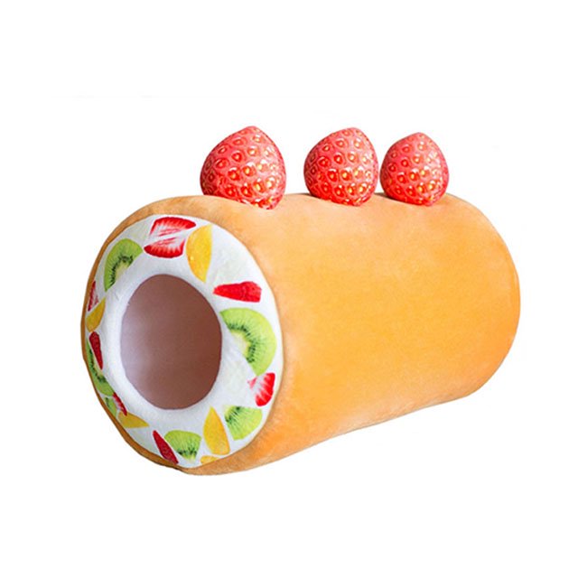 Cama para perros y gatos con forma de tarta de frutas kawaii, de algodón, caseta para mascotas con forma de tarta, divertida y adorable para cachorros y gatitos, nido lavable y cojín cálido