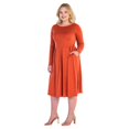 thumbnail image 3 of Plus Size 24seven Comfort Apparel Long Sleeve Fit & Flare Midi Dress Color: Hunter Size: 3X, 3 of 4