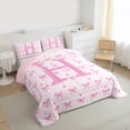 thumbnail image 3 of Homewish Bow-Tie Initial Alphabet H Bedding Comforter Set 2pcs for Adults Female Girls,Letter Monogrammed H Twin Comforter Sets Microfiber,Cartoon Bow Love Heart Breathable Bedding Set, 3 of 8