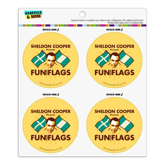 Big Bang Theory Sheldon Cooper Fun with Flags Refrigerator Fridge Locker Vinyl Circle Magnet Set
