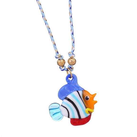 YongCo Elegant Fish Pendant Necklace Adjustable Chain Necklace Glass Charm Necklace Fashion Accessory Present for Women