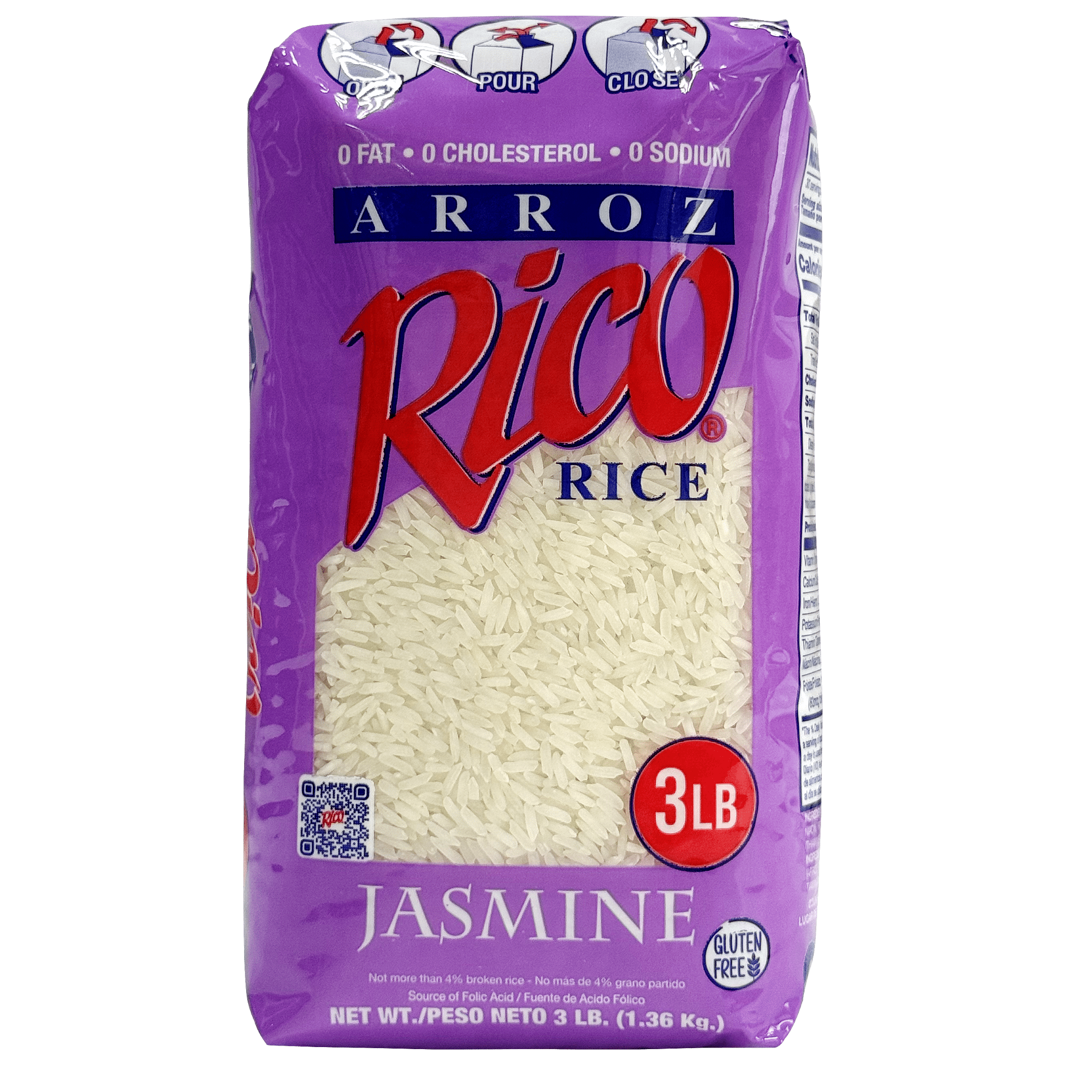 (2 pack) Rico Jasmine Rice 3 lb Bag - 100% Thai Jasmine, Gluten-Free, Non-GMO
