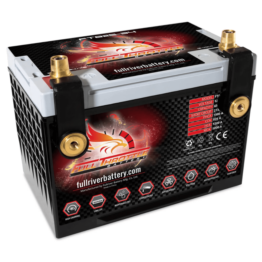 Fullriver Battery AGM 12 Volt Vehicle Battery Group Size 34, 825 CCA, Top Post