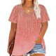 thumbnail image 4 of Camiseta de Base de Impresión de Manga Corta con Cuello en V para las Mujeres, Más Tamaño Estante de Imitación Casual Superior, 4 of 9