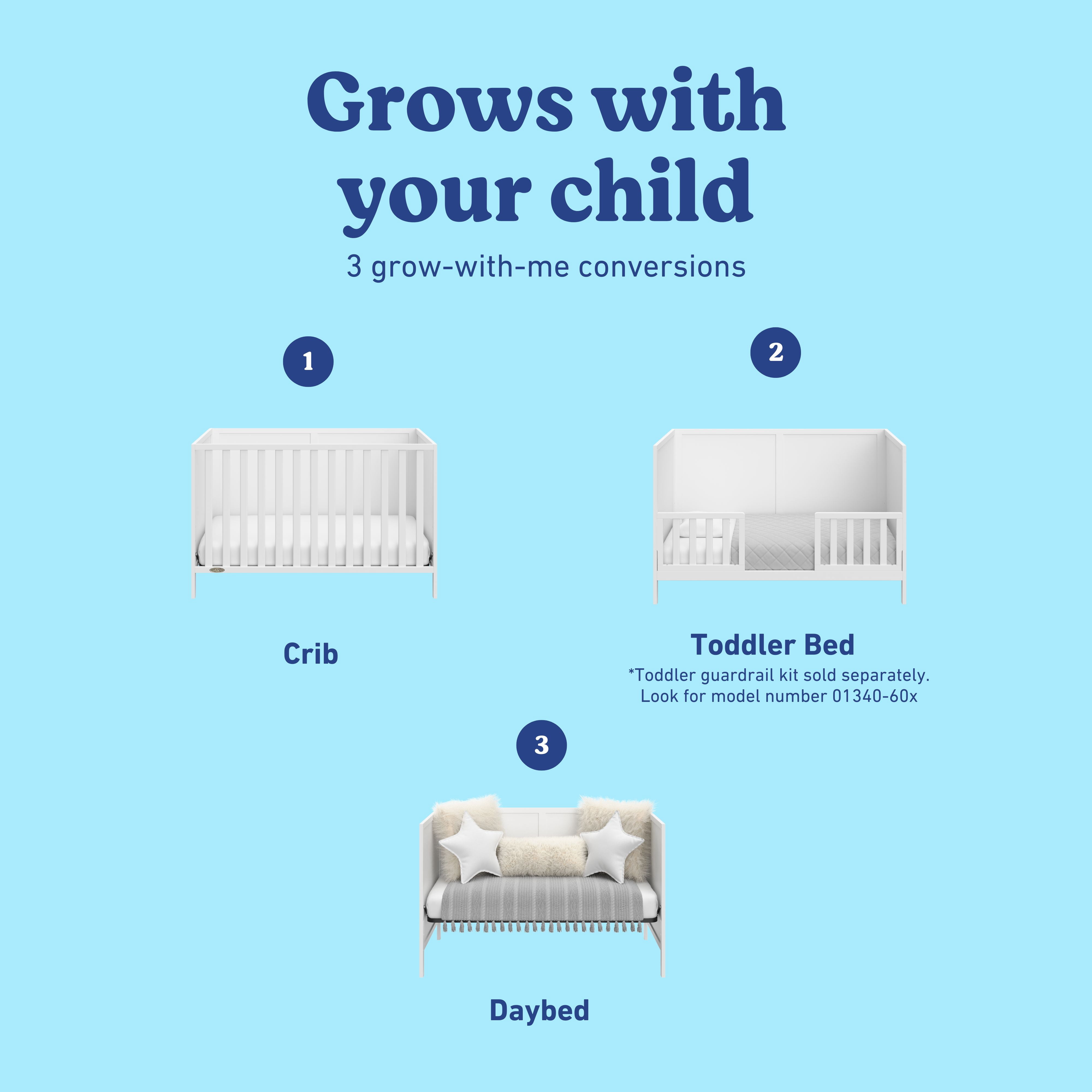 Graco Theo 3-in-1 Convertible Baby Crib, White