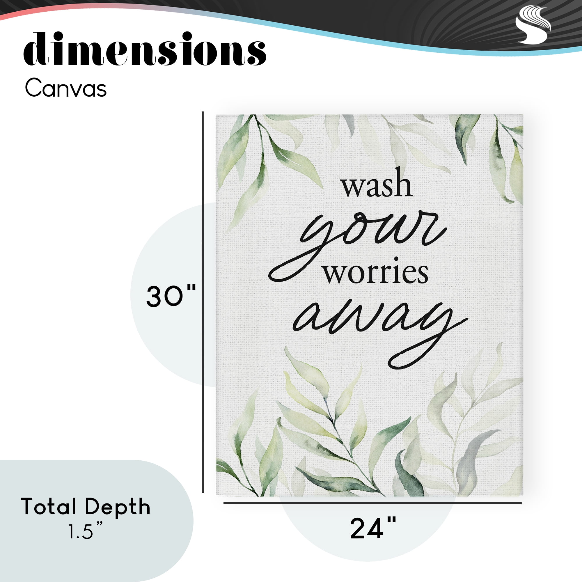 Wash Worries Away Leaves Canvas Wall Art, design by Lettered and Lined