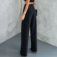 thumbnail image 4 of LWavelet Womens Glitter Speckled Wide Leg Jeans High Waisted Daily Casual Denim Pants Black S, 4 of 5