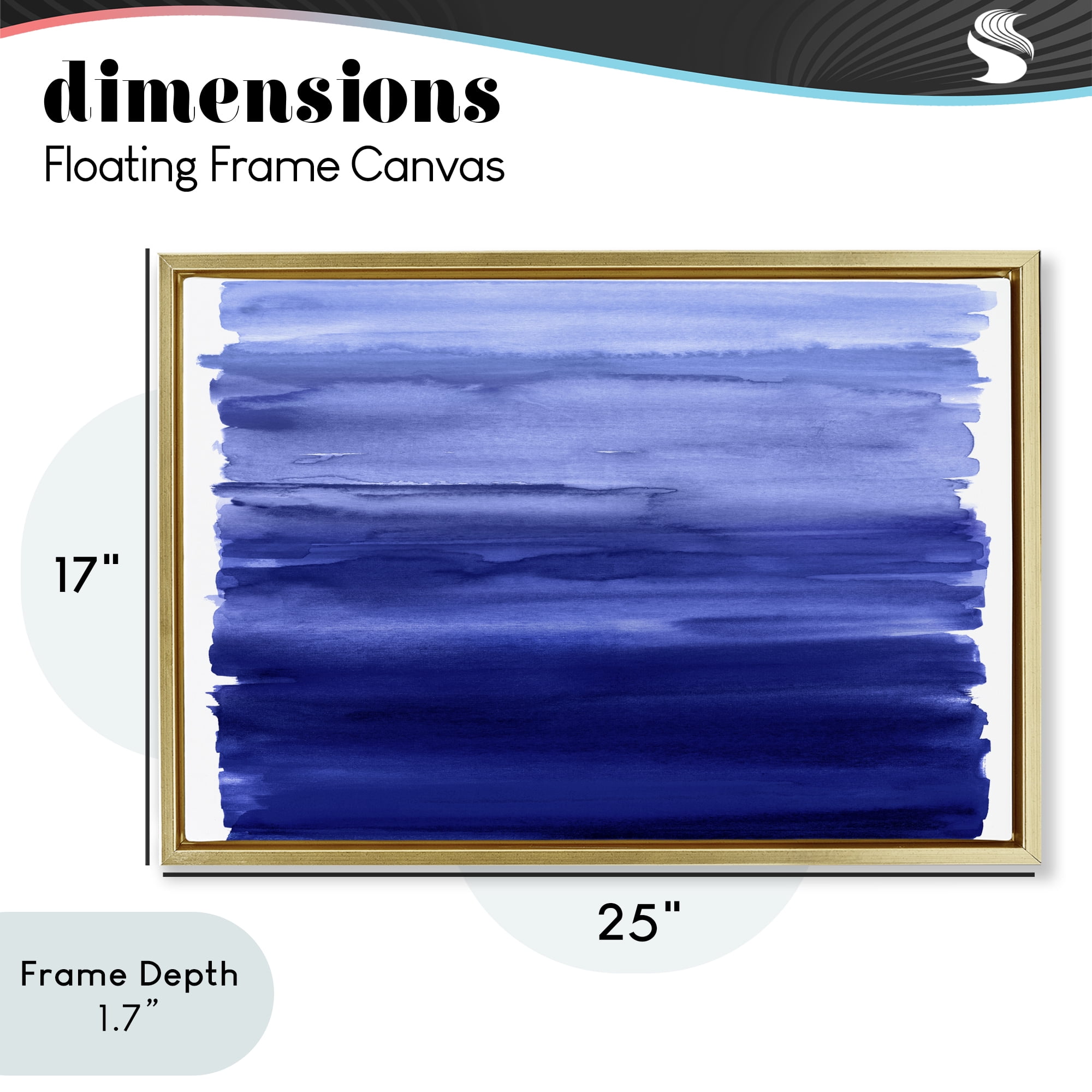 Stupell Industries Oceanic Ombre Blue Gold Framed Floater Canvas Wall Art, design by Allie Corbin