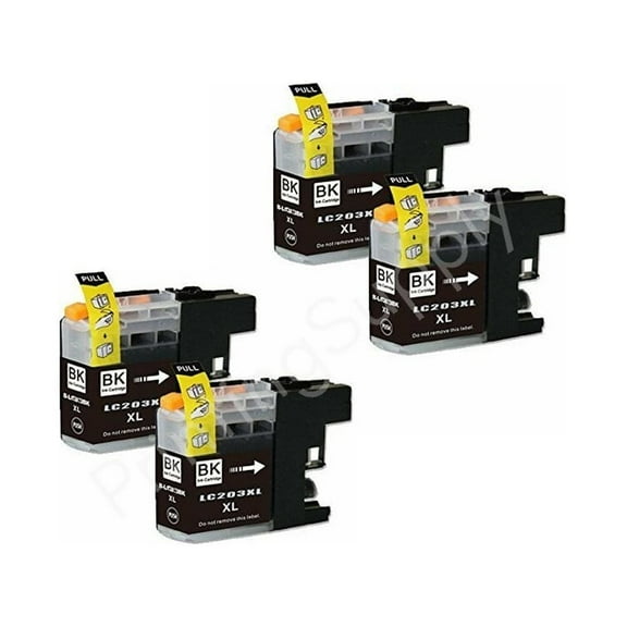 4PK High-Yield BK Ink Cartridge for Brother LC203XL - Fits Brother MFC-J460DW, MFC-J480DW