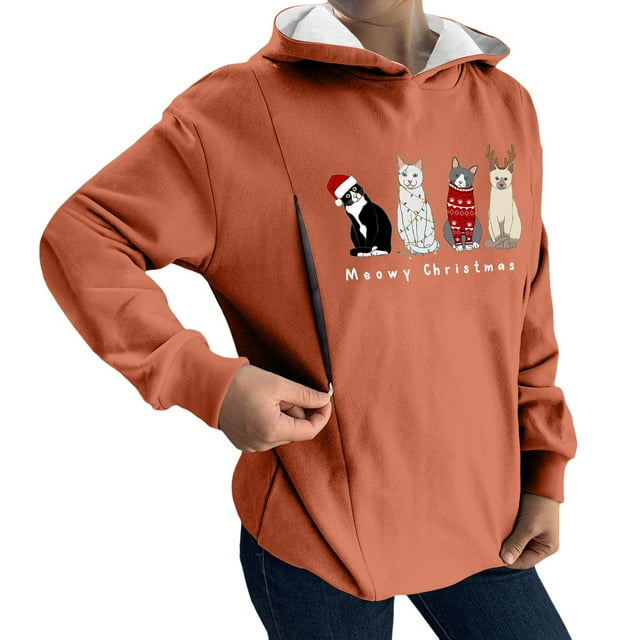 WEAIXIMIUNG Sweatshirts pour Femmes Sans Capuche Décontracté Maternité Allaitement Confortable Zip Pull-Over Tops Mama's Boobery Pull