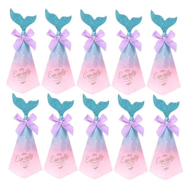EeaseMX 50 cajas creativas de caramelos con forma de sirena, con forma de pirámide triangular, para regalo de boda, suministros para fiestas, cajas de chocolate (rosa y azul)