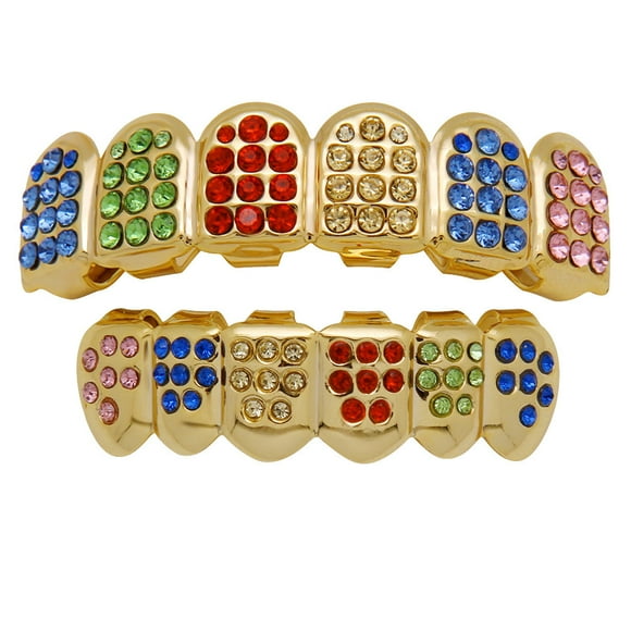 Grill Tooth Teeth Copper Bottom Cap Hop Set Teeth Rainbow Jewelry Tooth Top Hip Tooth care