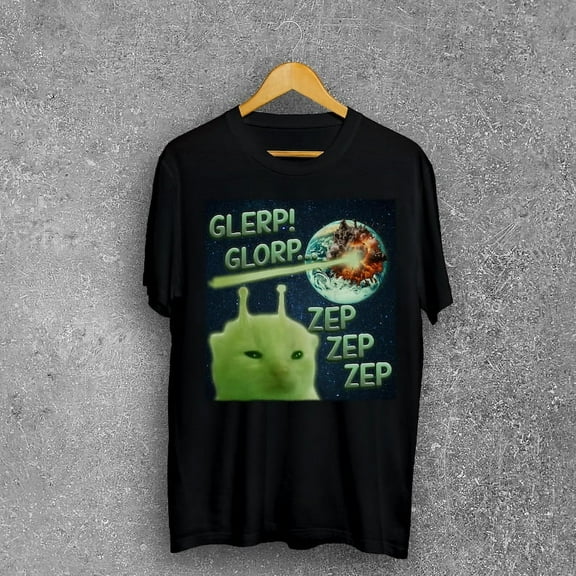 Funny Alien Cat Meme T-Shirt - Glerp Glorp (Unisex)