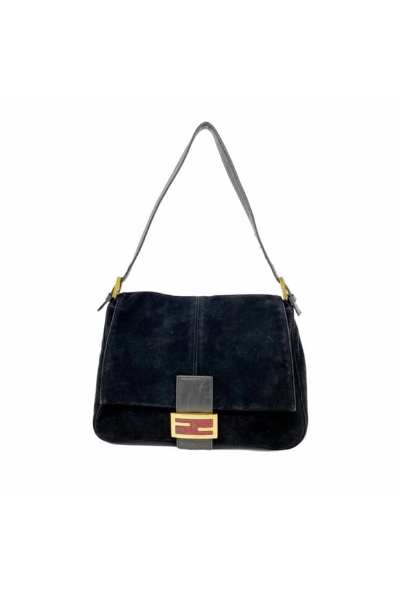 Pre-Owned Fendi Mamma Bucket Suede Handbag, Black, Women's