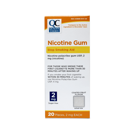 Quality Choice Nicotine Gum Stop Smoking Aid Fruit Flavor 20 Pieces 2mg Each