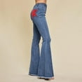 thumbnail image 5 of ABATAB Bell Bottom Jeans for Women Mid Waisted Stretchy Pull on Jeans Wide Leg Skinny Hem Fashion Denim Flare Pants, 5 of 5