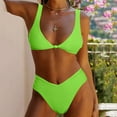 thumbnail image 2 of Penkiiy Women Bikini Set Solid Color Sexy Triangle Two Piece Swimsu S Green, 2 of 8