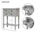 thumbnail image 3 of Narrow Console Table, Solid Wood Slim Sofa Table with Three Storage Drawers and Open Bottom Shelf, Classic Multifunctional Storage Cabinet for Entryway Living Room, Easy Assembly, Gray, 3 of 7