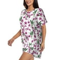 thumbnail image 5 of Sigee Orchids Flowers for Sleepwear Casual Pjs with Pockets Women's Pajamas Sets Shorts 2 Piece Short Sleeve Lounge Sets Medium, 5 of 9