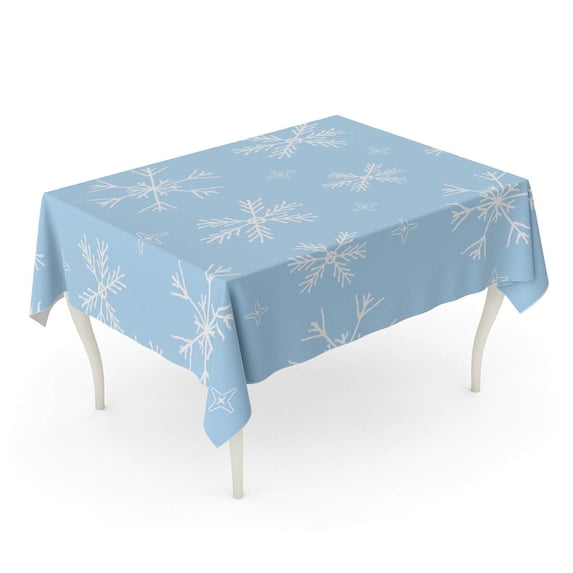 LADDKE Blue Abstract Winter Pattern Snowflakes for Digital Celebration Christmas Tablecloth Table Desk Cover Home Party Decor 60x84 inch