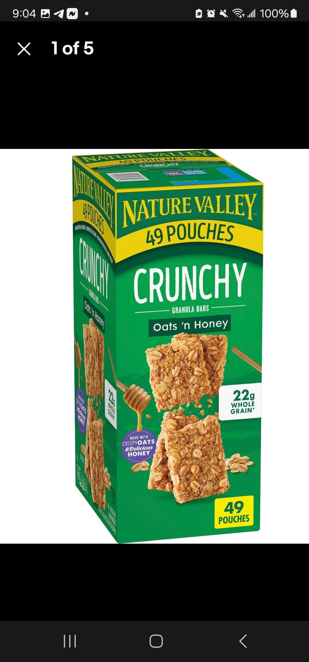 Nature Valley Crunchy Granola Bar, Oats 'n Honey, 1.49 oz, 49-count