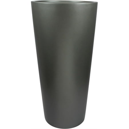 Dublin Tall Round Cylinder Fiberglass Planter (D:13" x H:26", Metallic Grey)