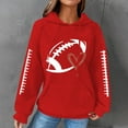 thumbnail image 2 of VISALY Hoodies Pullover Graphic Sweatshirts Knit Hoodie Women's Sweatshirt Football Graphic Long Sleeve Sweater Football Season Pullover Casual Sweaters Waffle Sweater Fall Sweatshirt Red Xxl, 2 of 5