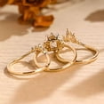 thumbnail image 4 of vylahjewellery Unique 3-in-1 Bridal Ring Set Emerald Cut Diamond Engagement Ring Set Moissanite Side Stone Marquise Bridal Wedding Rings 14K Vermeil Yellow Gold Promise Ring, 4 of 8