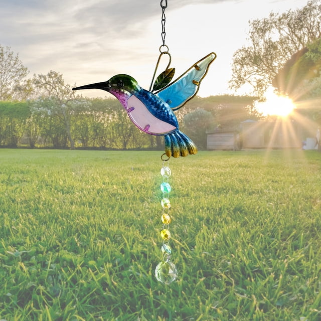 Colector De Sol De Colibrí, Colgante De Ventana De Prisma De Colibrí Colgante Brillante De Cristal De Cristal Para Balcón De Ventana De Casa Muyoka Hogar