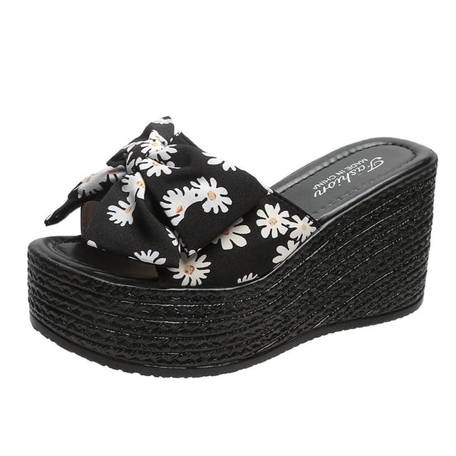 Amzcrzy Zapatos de mujer,Zapatos de mujer,Zapatillas de mujer, Sandalias con lazo y flores de boca de pez para mujer, cómodas zapatillas de suela gruesa Sandalias Mujer Zapatillas De Casa
