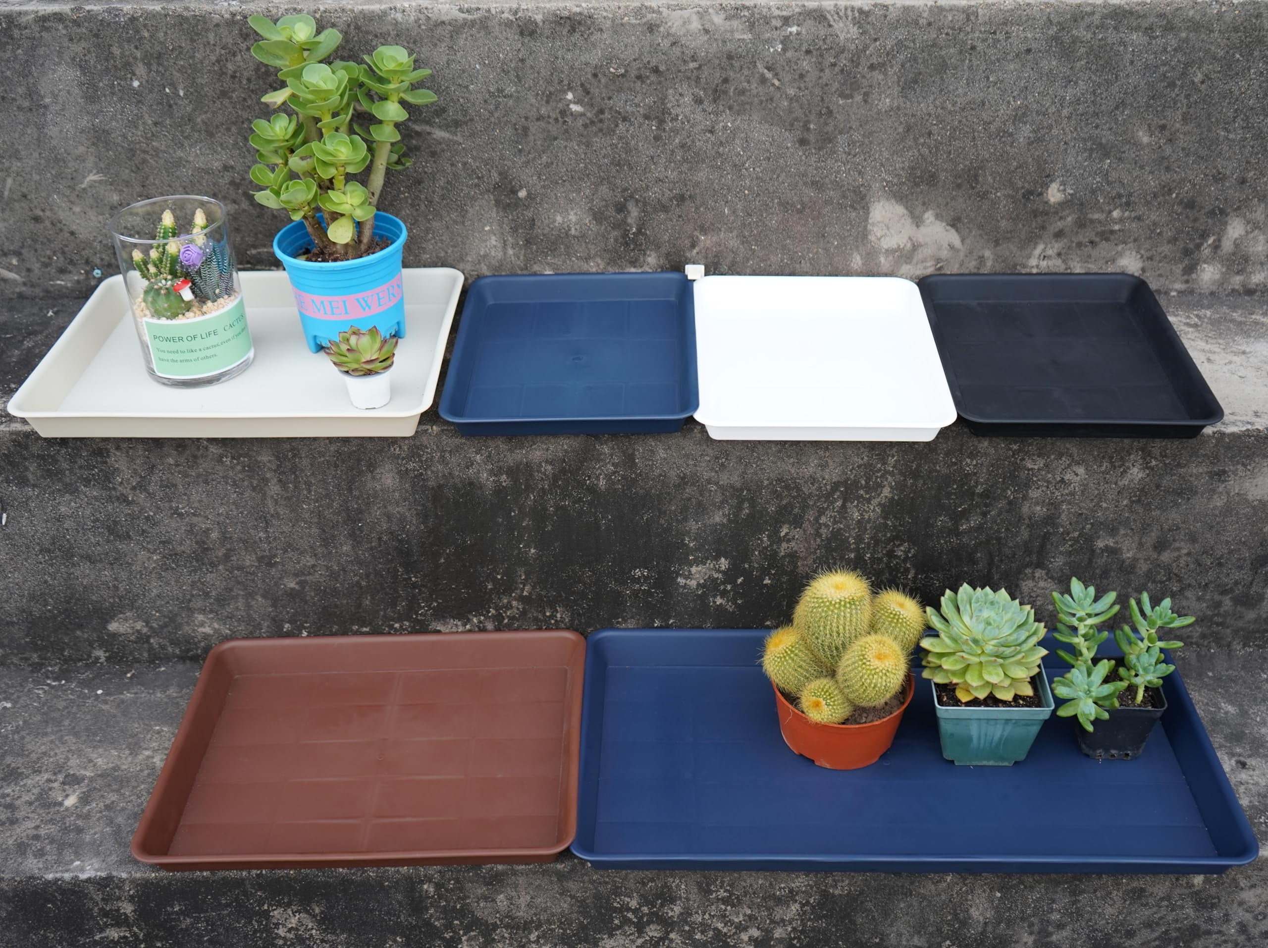Plant Saucer Growing Tray Set 2-Pack 11x9 Inch Heavy Duty Plastic Seed Starter Trays with Drainage for Indoor Outdoor Pots Gardening Supplies