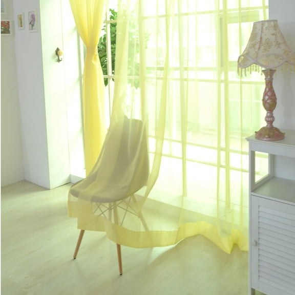 EARSTMAKEUP Sheer Yellow Curtains, Sheer Curtains 31.5x79 inches Long 2 Panels Set,Solid Elegant Window Voile Panels/Drapes/Treatment/Backdrop for Bedroom Living Room Wedding Party Decor