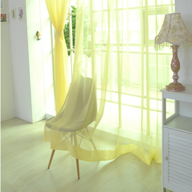 1 PCS Pure Color Tulle Door Window Curtain Drape Panel Sheer Scarf Solid Color Glass Yarn
