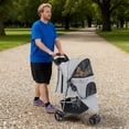 thumbnail image 2 of Gymax Foldable Pet Stroller Adjustable Cat Strolling Cart w/ Adjustable Canopy 3 Shock-absorbing Wheels Grey, 2 of 10