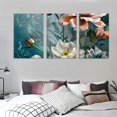 thumbnail image 3 of nygtbtfer 3 Piece Canvas Wall Art for Living Room White and Indigo Blue Floral Picture Wall Decor for Dining Room Bedroom Bathroom Kitchen Print Painting for Home Decorations 12x16x3pcs, 3 of 4