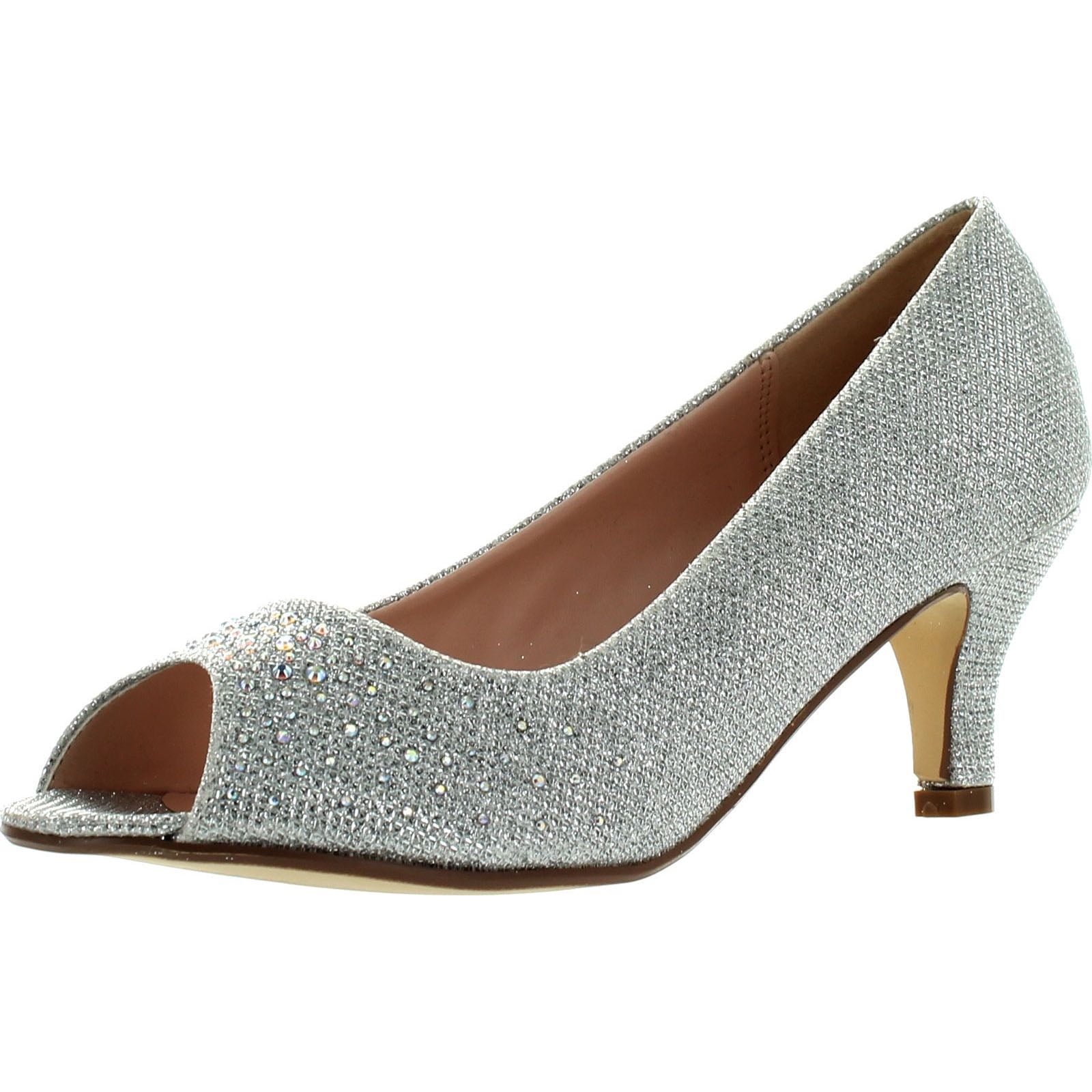 Women's NEW Jade Platinum 46471 Silver Glitter Heels Dress Sandals Sizes 