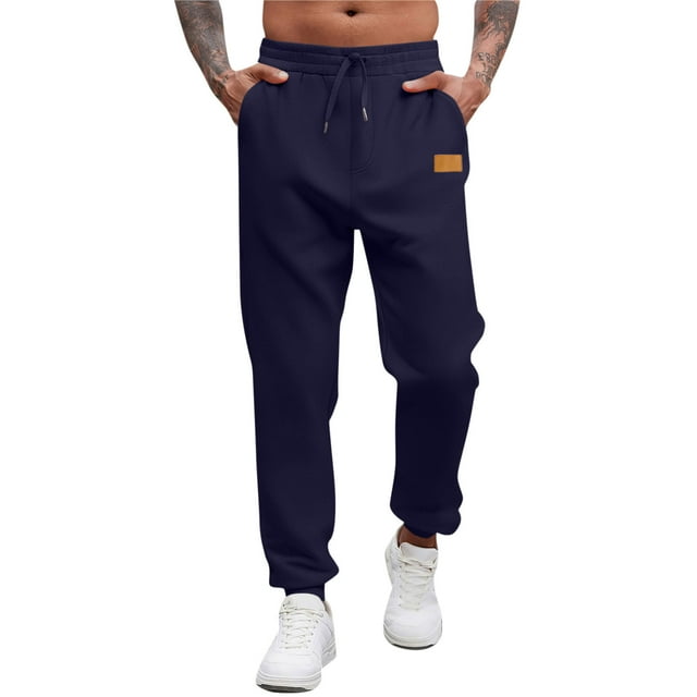 Ceisia Men's Gift Solid Color Athletic Casual Joggers Adjustable Drawstring Waist Slim Fit Full Length Sports Pants