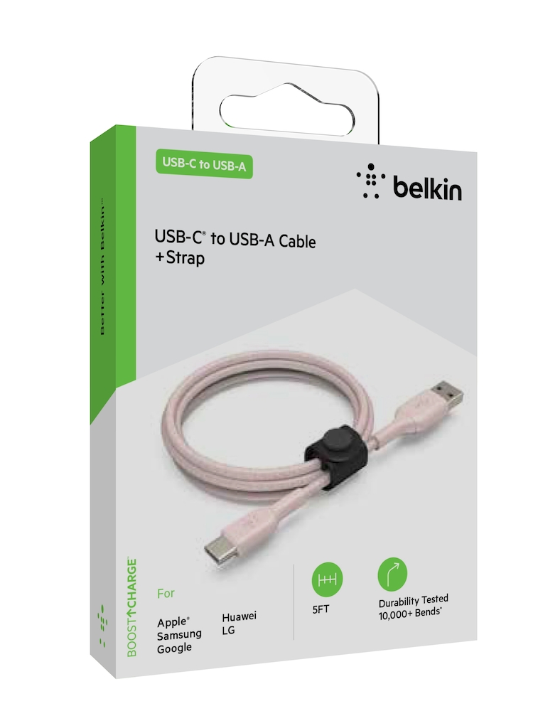 Belkin BoostCharge Braided USB-C Cable, 5ft, Rose Gold photo 2