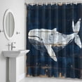 thumbnail image 6 of Ocean Animal Bathroom Shower Curtain, Vintage Whale Watercolor Blue Wood Texture Waterproof Washable Soft Bath Curtain for Bathtub Decor with 12 Hooks&Grommet, 36x72 Inch, 6 of 9