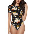thumbnail image 2 of Goofa Flower Fox Printed Women Rash Guard Short Sleeve,Tummy control Swimsuit Surfing Swimsuit Bathing Suit One Piece Swimsuit UPF 50-X-Large, 2 of 9
