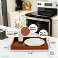 thumbnail image 4 of Home Redefined Serving Tray Acacia Wood Polished Gold Stainless Steel Handles 17.5x12in, 4 of 7