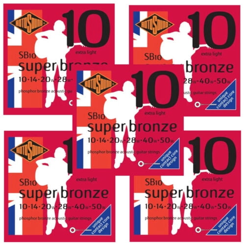 RotoSound Guitar Strings 5-Packs Acoustic - Super Bronze - Extra Light 10-50