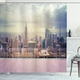 thumbnail image 1 of Ambesonne Scenery Shower Curtain, New York Usa Roof View, 69"Wx84"L, Grey White and Pink, 1 of 3