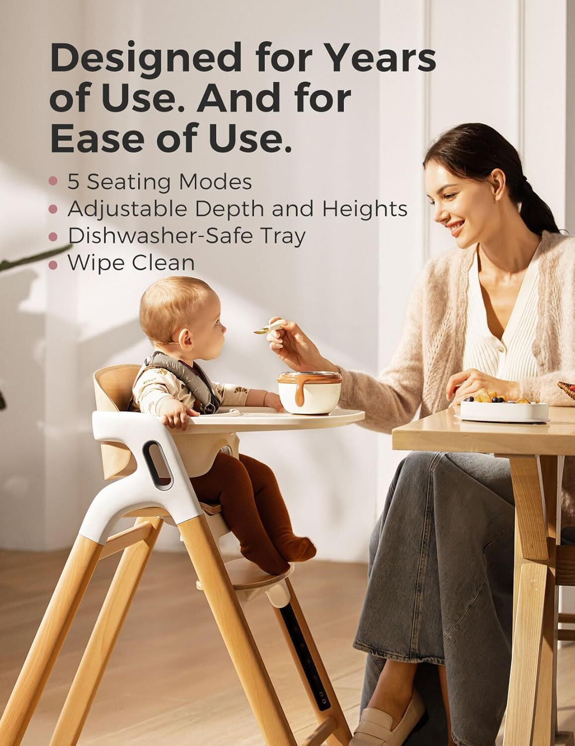 Momcozy 5-in-1 Convertible High Chair,Grows from Baby to Adult,308 lbs Capacity,Ergonomic&Adjustable