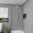 thumbnail image 3 of 8 Inch Small Brushed Gold Rain Shower Head Modern Ultra-Thin Square Stainless Steel Bathroom Shower Head, Adjustable Angle, 3 of 9