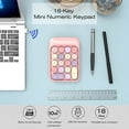 thumbnail image 2 of Wireless Numeric Keypad 18 Keys with 2.4G Mini Portable Silent Number Pad USB Receiver Financial Accounting Keyboard Extensions for Laptop Desktop PC Pro（Pink Mix）, 2 of 4