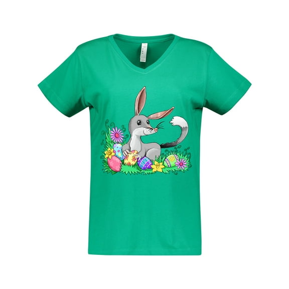 Inktastic Easter Bilby with Eggs and Flowers Women's V-Neck T-Shirt