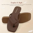thumbnail image 3 of Womens Square Flip Flops, Patent Leather Flat Sandals with Memory Foam Insole, Non-Slip Lightweight Minimalist Open Toe Summer Vacation Dressy Beach Essentials Slippers, 3 of 7