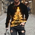 thumbnail image 2 of UVEASISHA Men's Christmas Long Sleeve Tshirt Big And Tall Slim Fit Xmas Graphic Tees Novelty Xmas Tree Print Crewnck Tops Fashion Hipster T-shirts Black M, 2 of 6