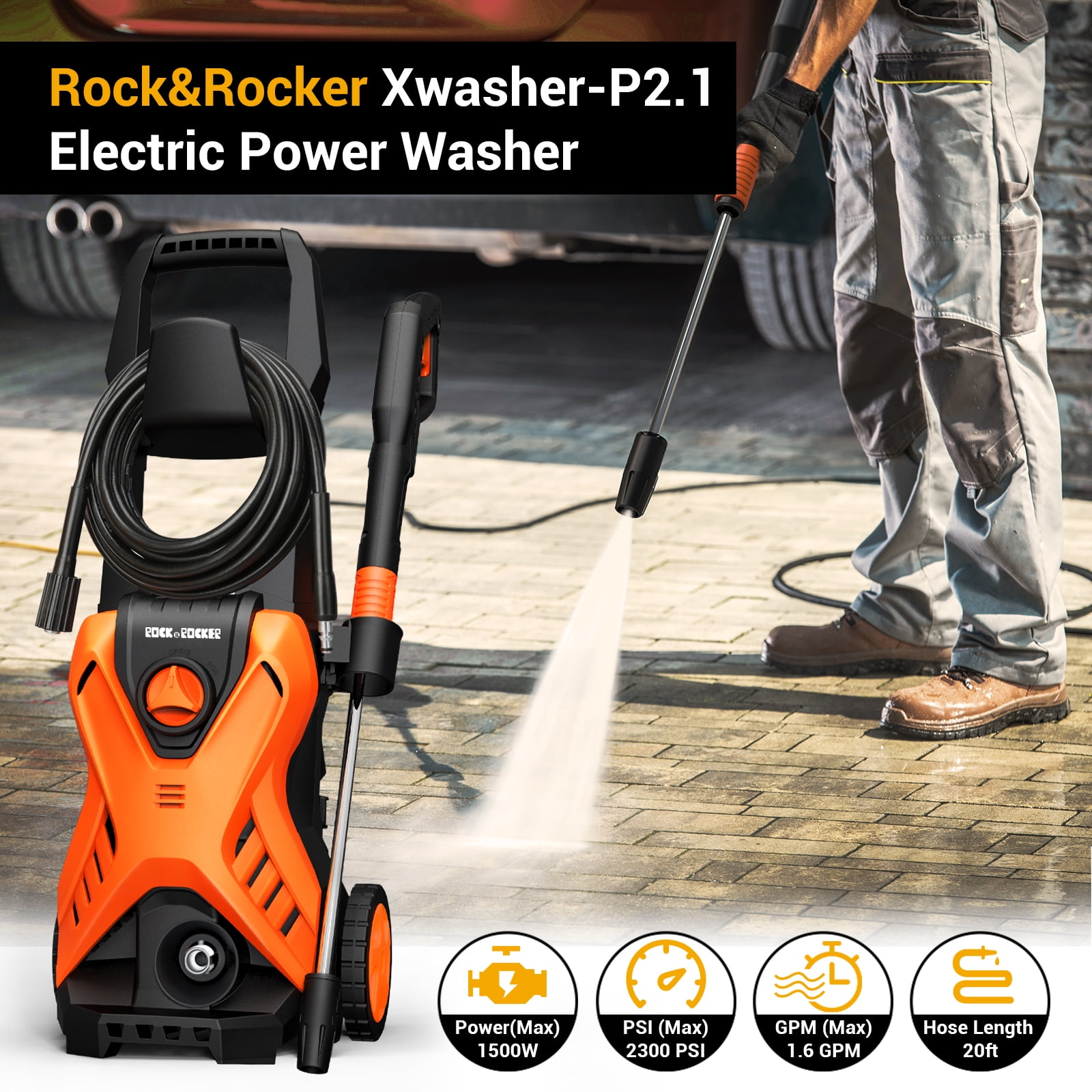 1.76GPM 1500W Electric Pressure Washer 